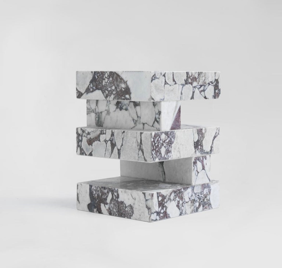 Calacatta Viola Marble Cubed Side / End Bedside Table – product view 2 – Grosvenor Marble Co.