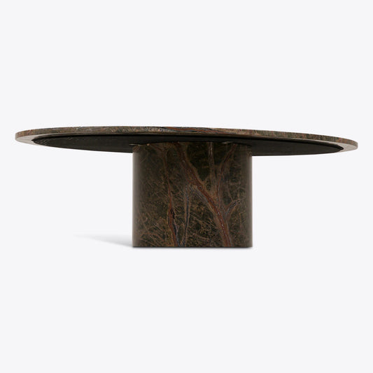 Forest Round Brown Veined Marble Coffee Table – product view 2 – Grosvenor Marble Co.