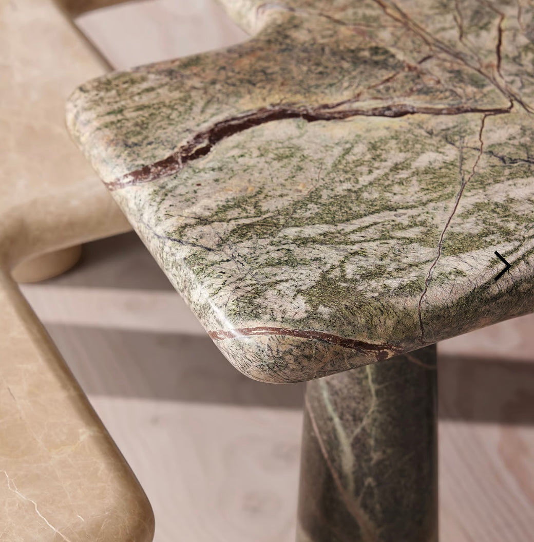 Jada Coffee Table Set, Light Emperador and Verde Bosque Marble – product view 3 – Grosvenor Marble Co.