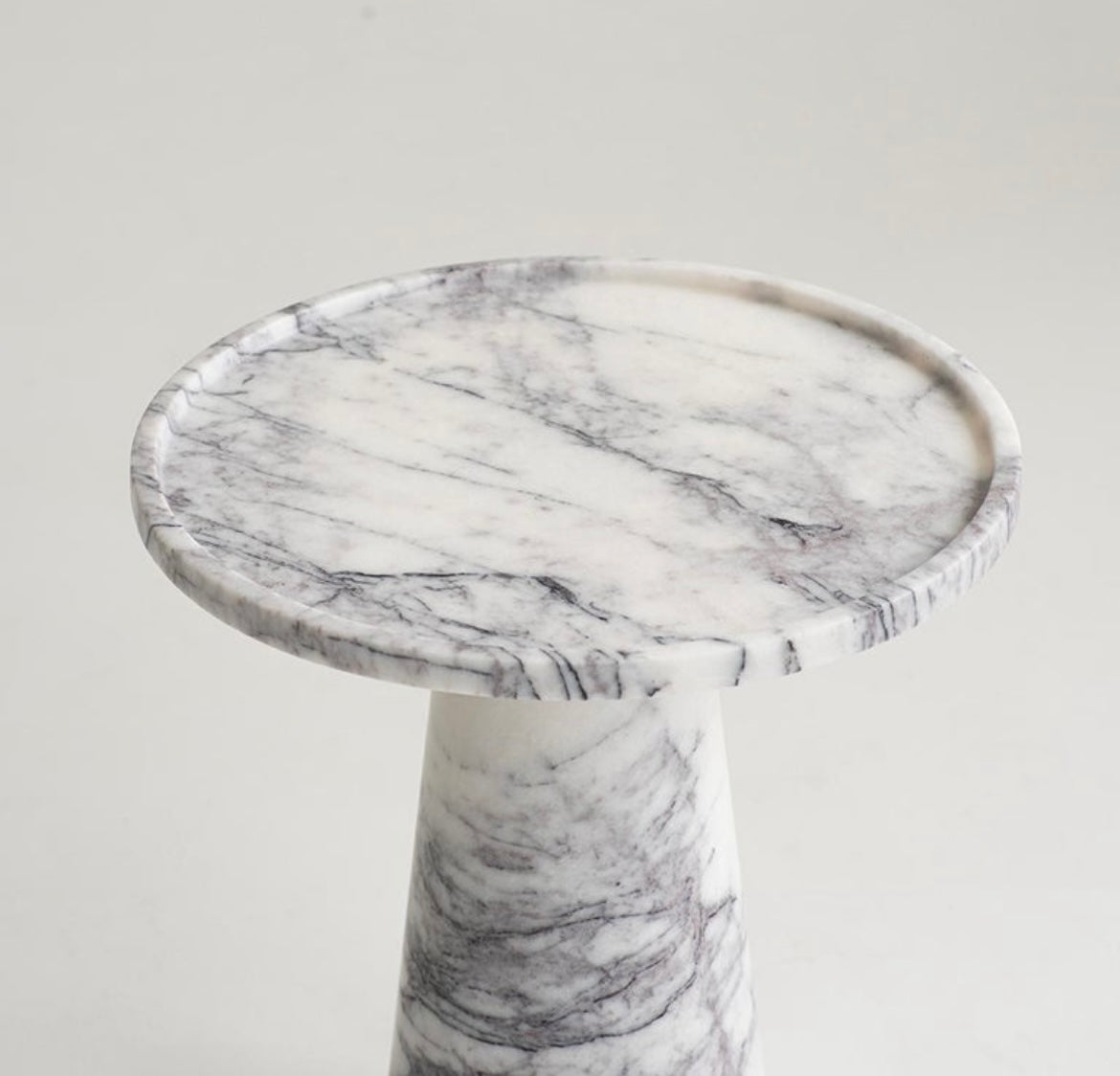Calacatta Viola Marble Pedestal Cone Side / End Table – product view 4 – Grosvenor Marble Co.