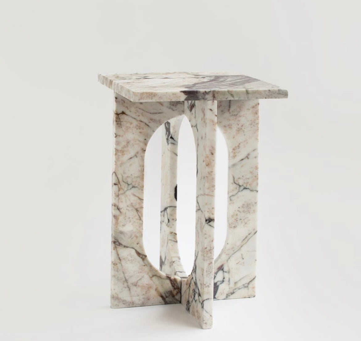 Calacatta Viola Marble Contemporary Side \ End Table – product view 2 – Grosvenor Marble Co.