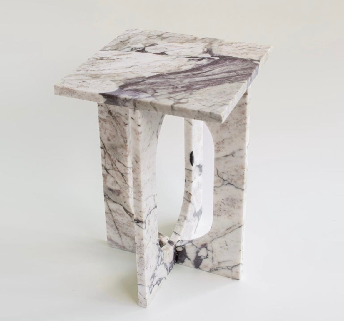 Calacatta Viola Marble Contemporary Side \ End Table – product view 3 – Grosvenor Marble Co.