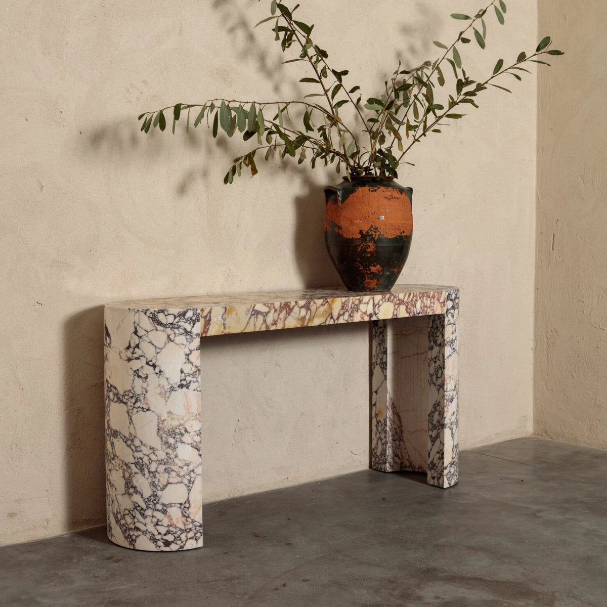 Viola Marble Console Table – product view 4 – Grosvenor Marble Co.