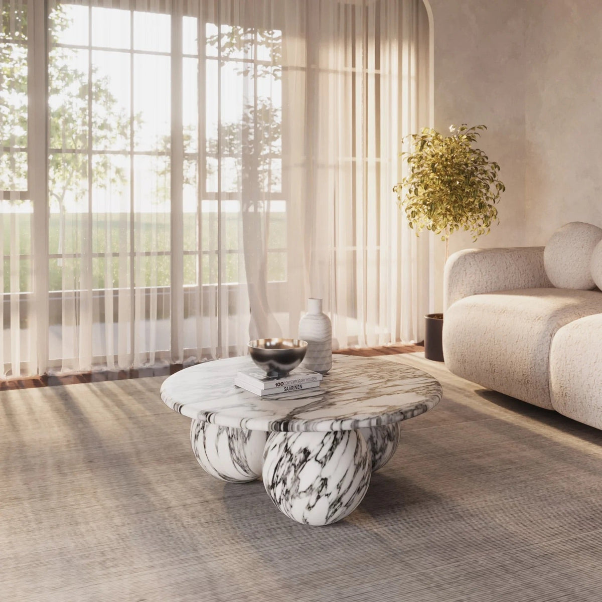 Oxley Coffee Table, Arabescato Corchia Marble – product view 3 – Grosvenor Marble Co.