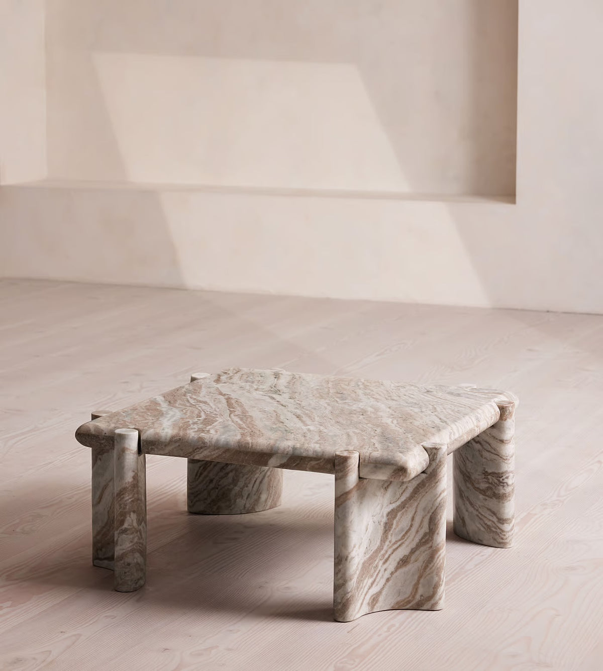 Lorella Coffee Table, Terra Bianca Marble – product view 3 – Grosvenor Marble Co.