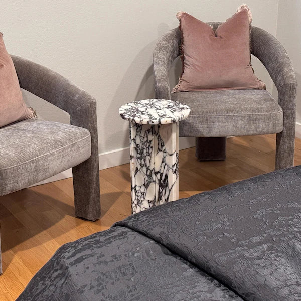 Calacatta Viola Side table, Round table top – product view 6 – Grosvenor Marble Co.