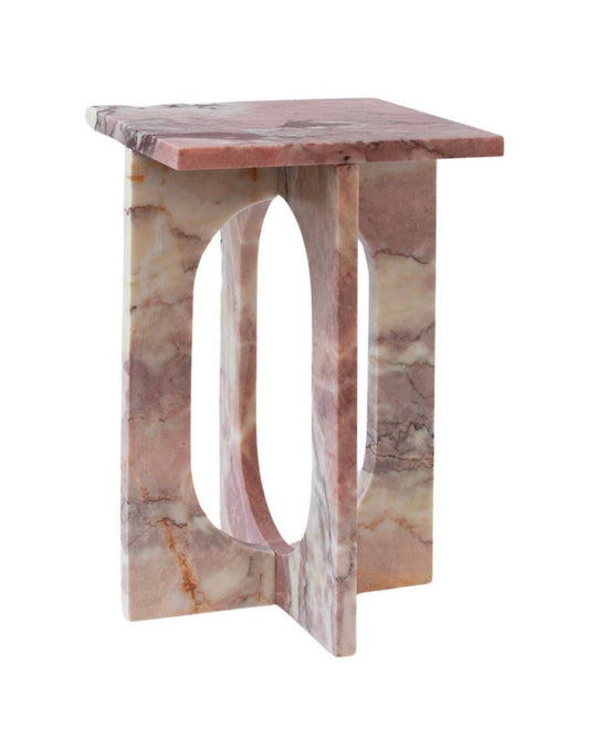 Pink Marble Contemporary Side / End Table – Pink Marble side table by Grosvenor Marble Co.
