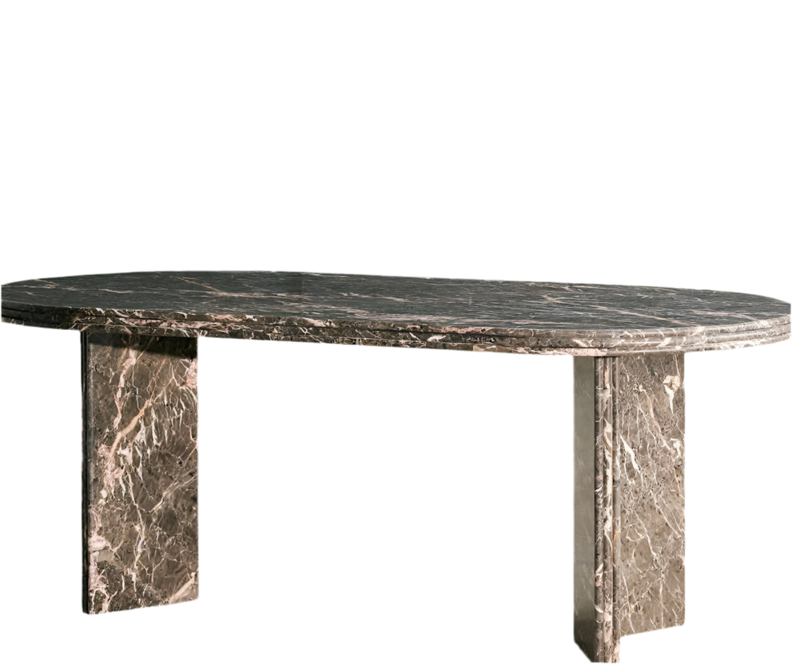 Rosaline Dining Table, Griseo Rosa Marble – Griseo Rosa dining table by Grosvenor Marble Co.