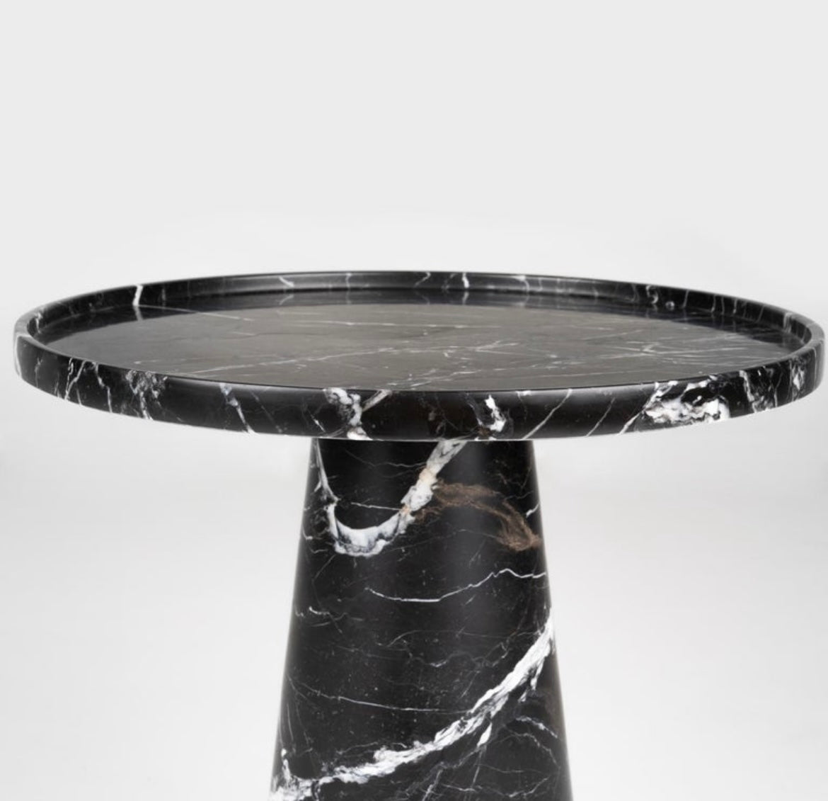 Black Marble Pedestal Cone Side / End Table – product view 4 – Grosvenor Marble Co.