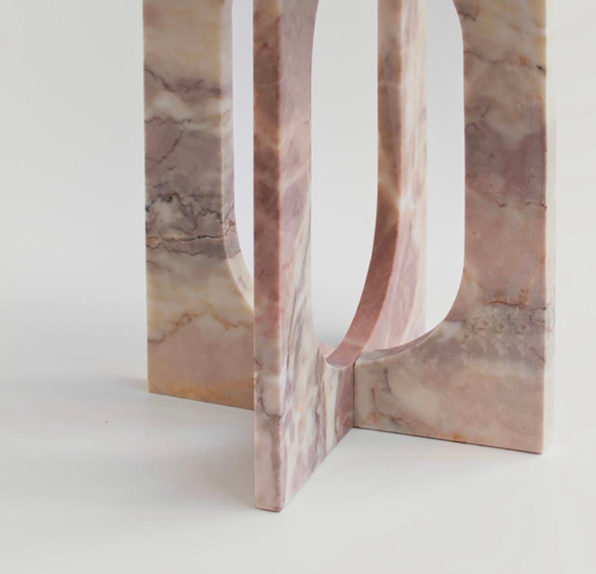 Pink Marble Contemporary Side / End Table – product view 3 – Grosvenor Marble Co.