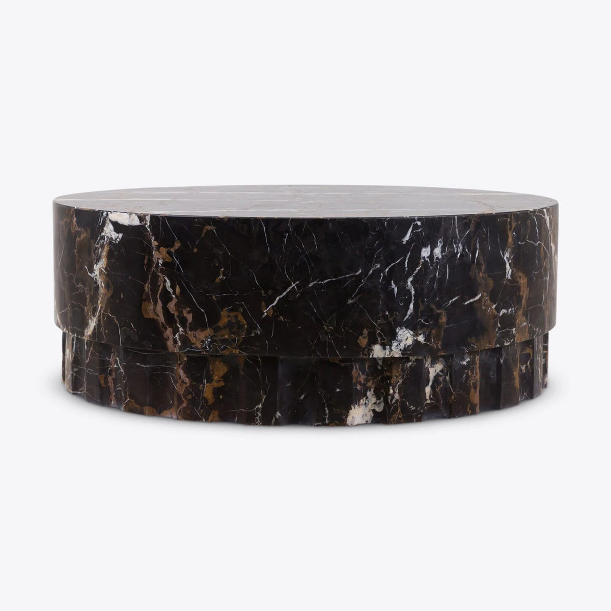 Round Black Marble Coffee Table – product view 3 – Grosvenor Marble Co.