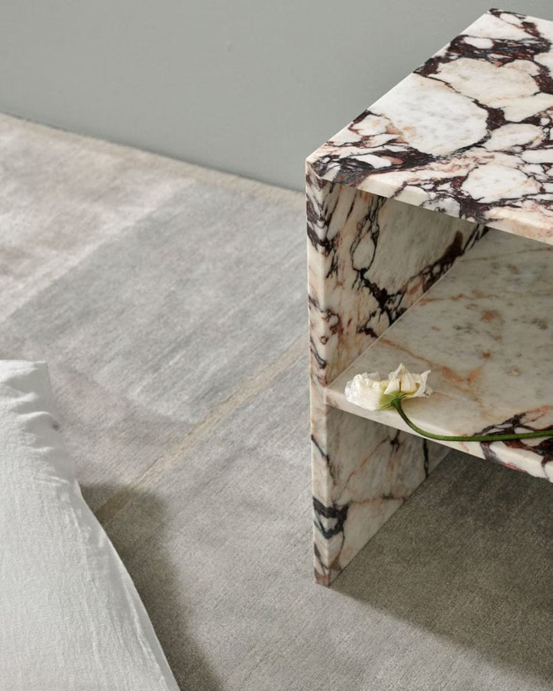 Calacatta Viola Marble Bedside Tables, End Table – product view 3 – Grosvenor Marble Co.