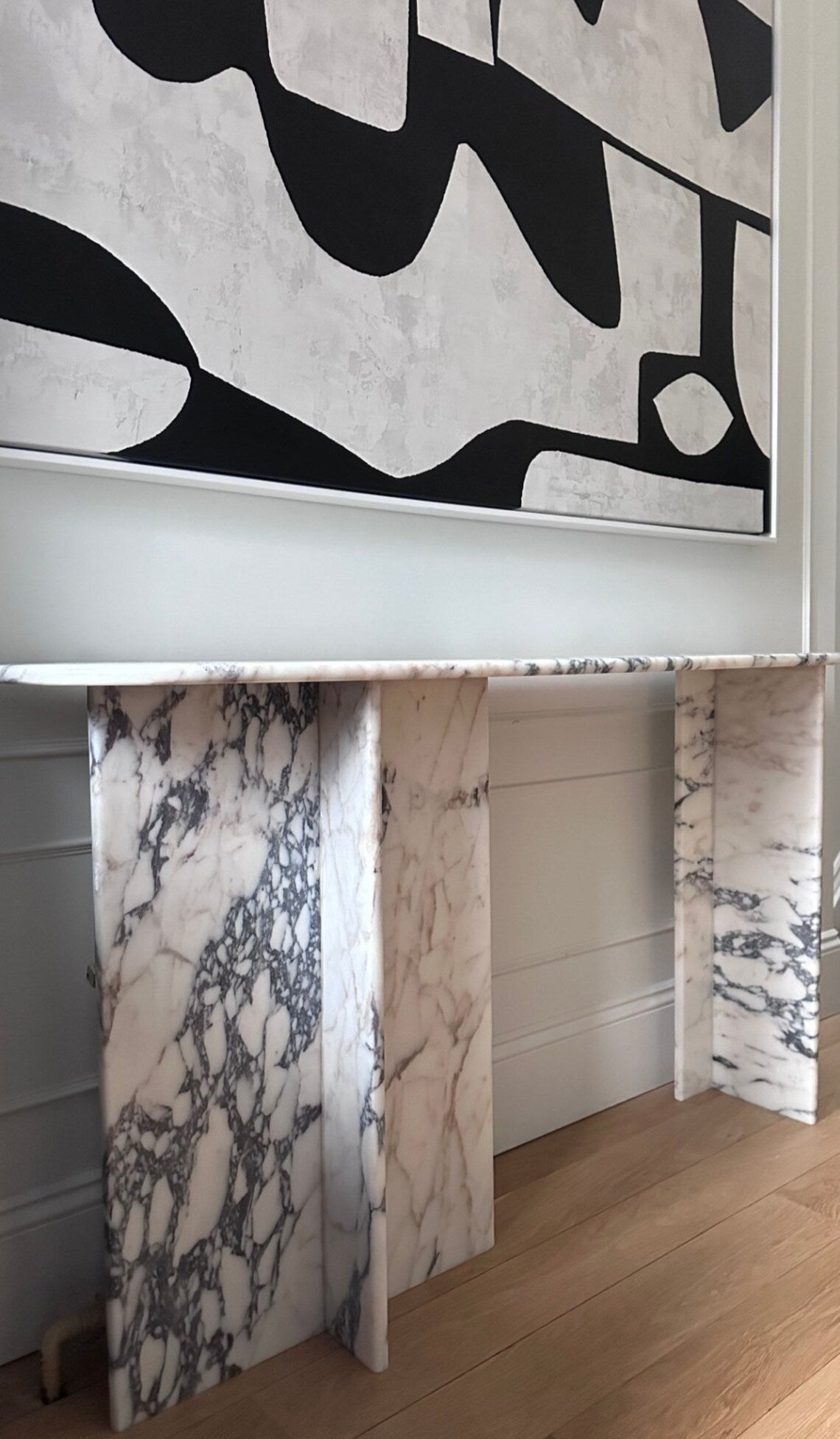Calacatta Viola Marble Console Table – product view 3 – Grosvenor Marble Co.